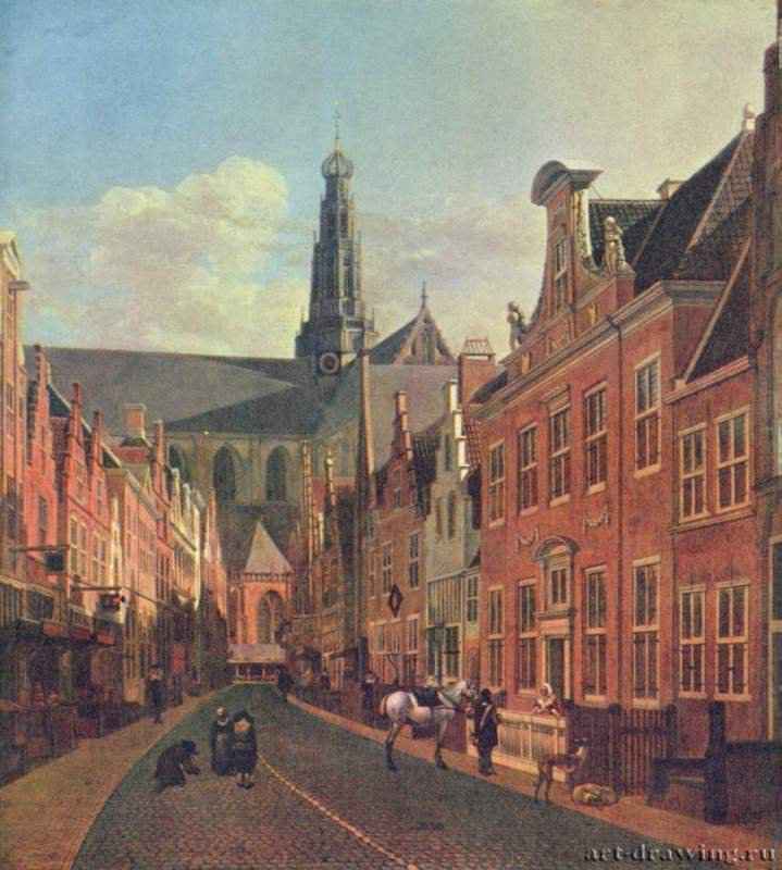 Улица в Харлеме. Вторая половина 17 века - 43 x 39 см Дерево, масло Барокко Нидерланды (Голландия) Дрезден. Картинная галерея