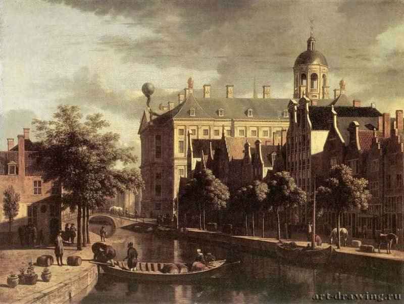 Амстердам, Нювезейдс близ Блуммаркета. 1670-1675 - Холст, масло 45 x 61 Исторический музей Амстердам