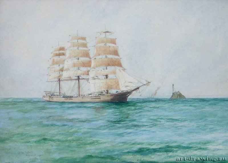 Трехмачтовый корабль, 1921. - Акварель. 24,8 x 34,5. Великобритания.