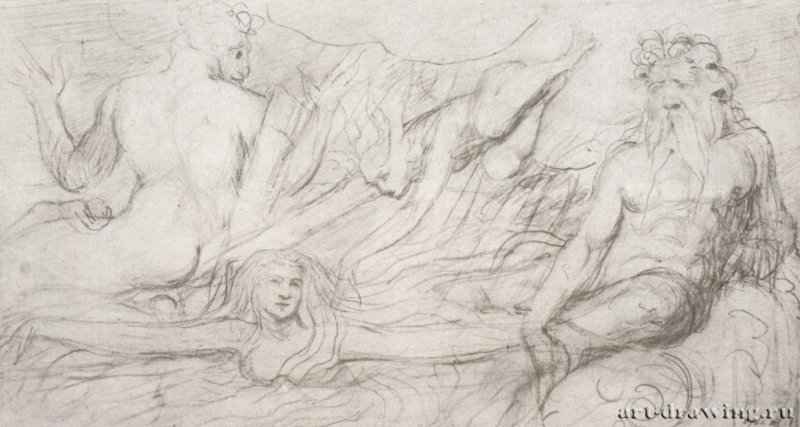 Рисунок к Данте. 1790 - 1820 - 181 х 340 мм. Карандаш на бумаге. Лондон. Музей Виктории и Альберта.