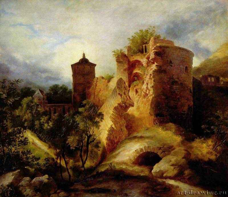 Взорванная башня Гейдельбергского замка. 1830 * - 80,5 x 92 смХолст, маслоРомантизмГерманияБремен. Кунстхалле