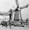 Ветряная мельница близ Овертома. Середина 17 века - Перо, цветная отмывка, на бумаге 204 x 355 мм Риксмузеум Амстердам