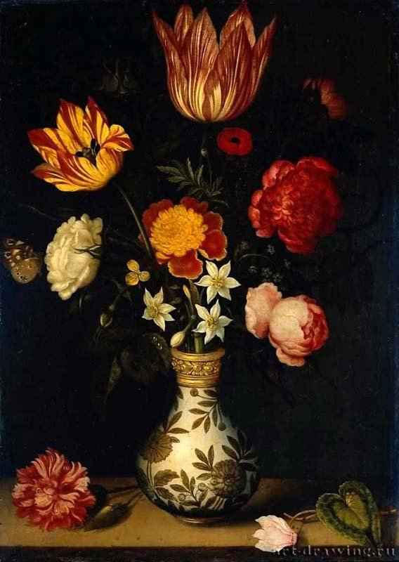 Натюрморт с цветами в вазе Ван-Ли. 1619 - Масло, медь 31 x 22,5 Риксмузеум Амстердам