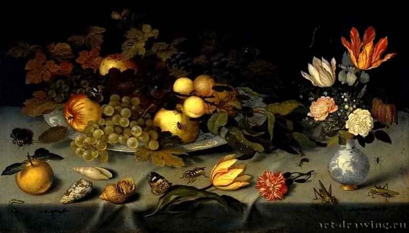 Натюрморт с цветами и плодами. 1620-1621 - Масло, дерево 40 x 70 Риксмузеум Амстердам
