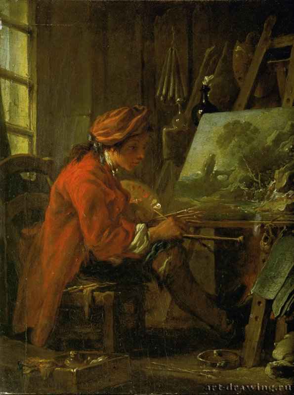 Буше, Франсуа: Художник в мастерской, автопортрет 1720.