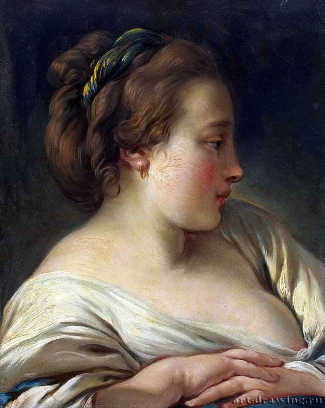 Голова женщины, 1750. - 36 x 28 см. Холст, масло. Рококо. Франция. Санкт-Петербург. Государственный Эрмитаж.