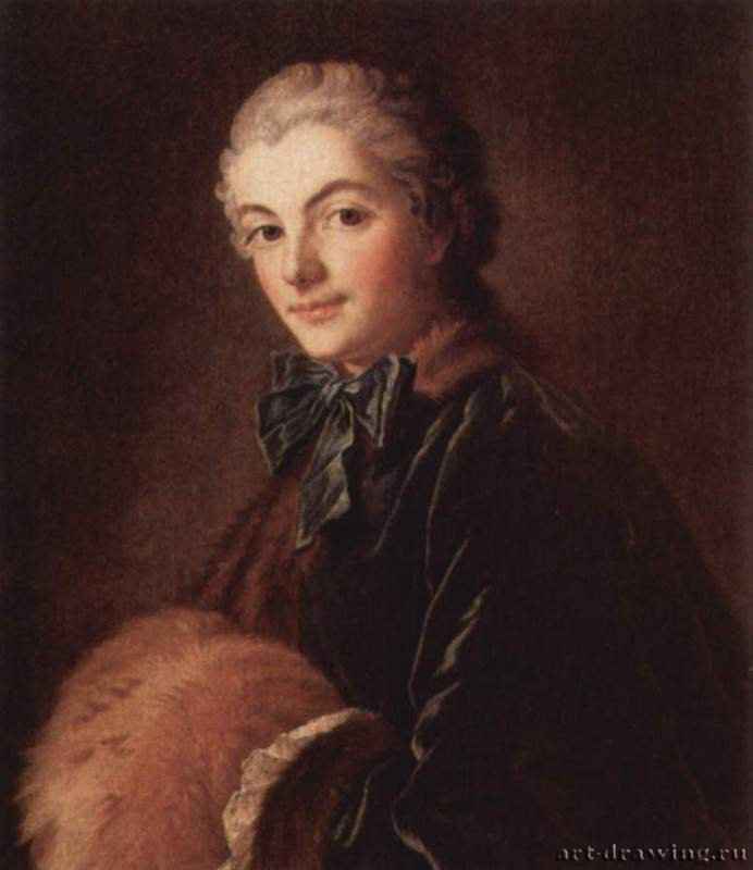 Портрет дамы с муфтой, 1750. - Холст, масло. Рококо. Франция. Париж. Лувр.