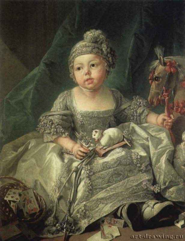 Портрет Луи Филиппа Жозефа, герцога Монпасье, ребёнком, 1750. - Холст, масло. Рококо. Франция. Уэддесдоун Мэнор (Бакшир, Великобритания).