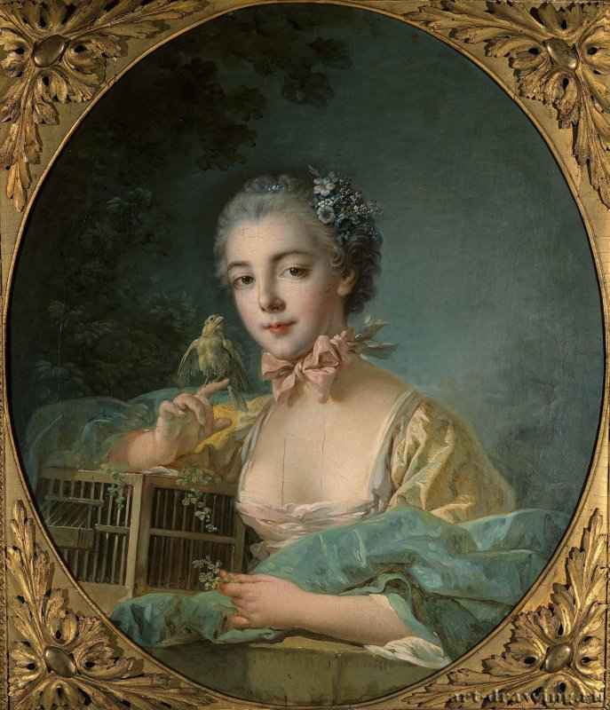 Портрет Мари-Эмили Бодуэн, дочери художника, 1760 г. - Холст, масло; 75 х 65 см. Рококо. Франция. Париж, Музей коньяк-Же.