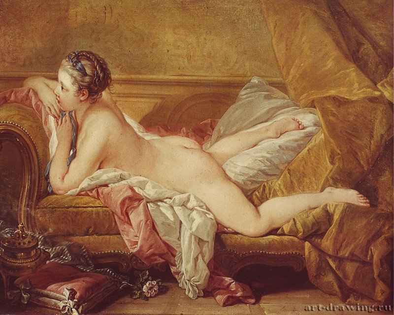 Отдыхающая девушка (мадемуазель O'Мёрфи), 1752. - 59 x 73 см. Холст, масло. Рококо. Франция. Мюнхен. Старая Пинакотека.