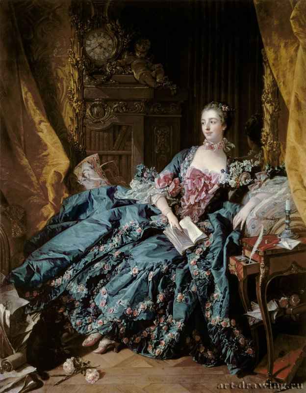 Портрет мадам Помпадур, 1758. - 212 x 164 см. Холст, масло. Рококо. Франция. Мюнхен. Cтарая Пинакотека.