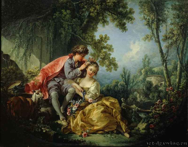 Четыре времени года. Весна, 1755 г. - Холст, масло; 54.3 × 72.7 см. Рококо. Франция. Нью-Йорк, коллекция Фрик.