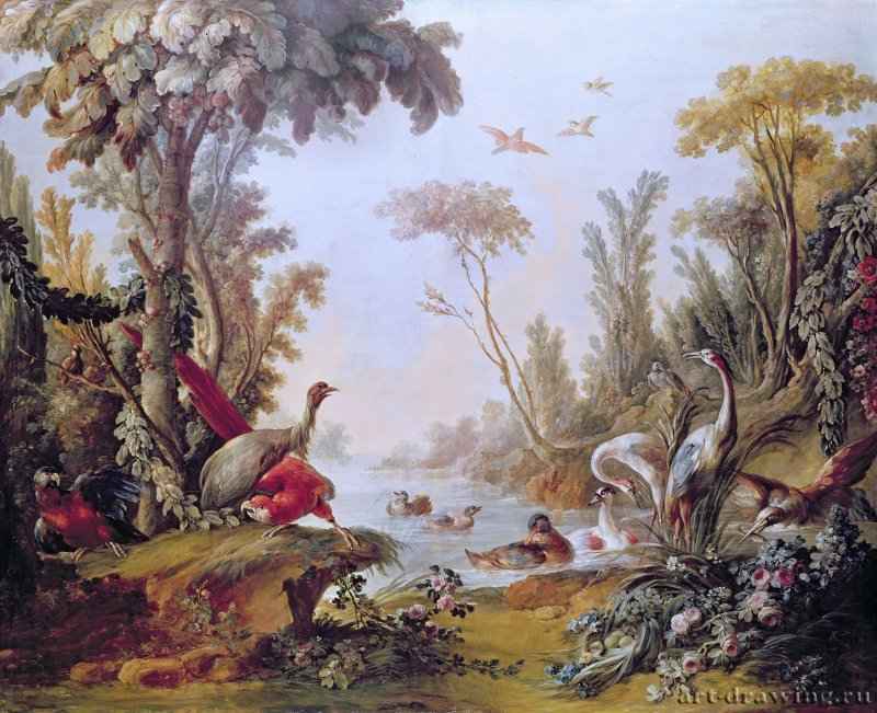 Озеро с птицами, 1765. - Холст, масло. Рококо. Франция.