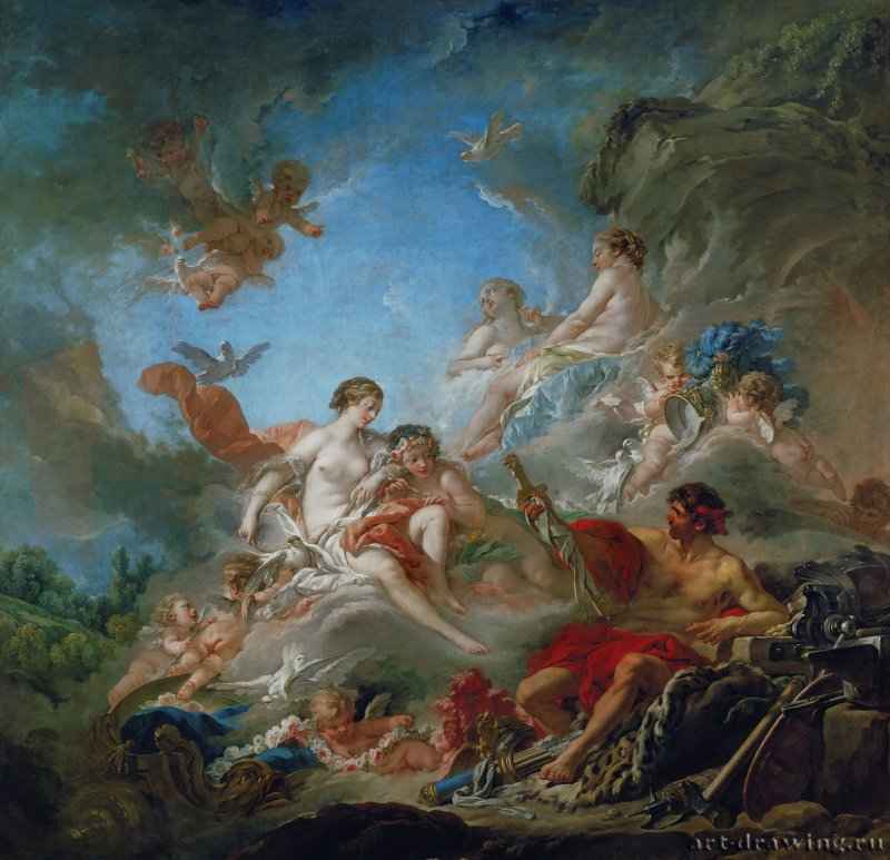 Вулкан вручает оружие Венере для Энея, 1757 г. - Холст, масло; 320 х 320 см. Рококо. Франция. Париж, Лувр.