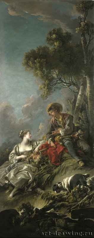  Пасторальная сцена-2, 1762 г. - Холст, масло; 231.5 x 91 см. Рококо. Франция. Эдинбург, Нац. галерея Шотландии.