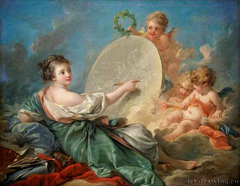 Аллегория изобразительного искусства, 1764 г. - Холст, масло; 103 х 130 см. Рококо. Франция. Вашингтон, Нац. галерея.