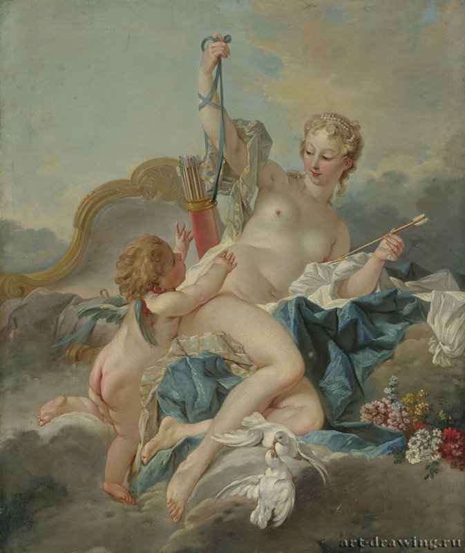 Венера разоружает Амура, 18 век. - Холст, масло; 96.5 × 80.3 см. Рококо. Франция.