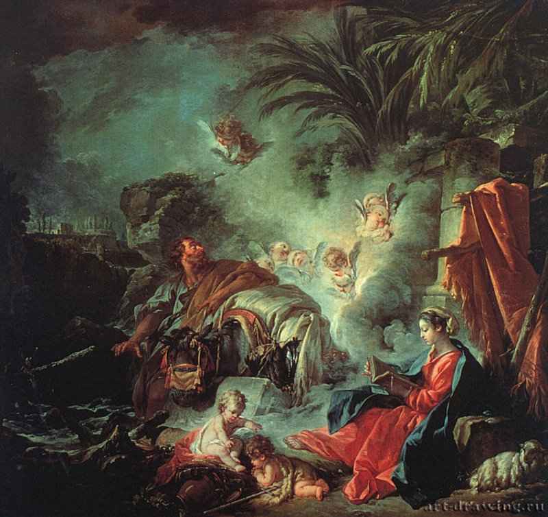 Отдых на пути в Египет, 1737 г. - Холст, масло. Рококо. Франция.