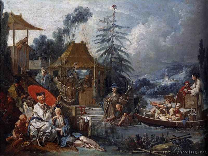 Китайские рыбаки, 1742. - Холст, масло. Рококо. Франция. Безансон, Музей изящн.искусств.
