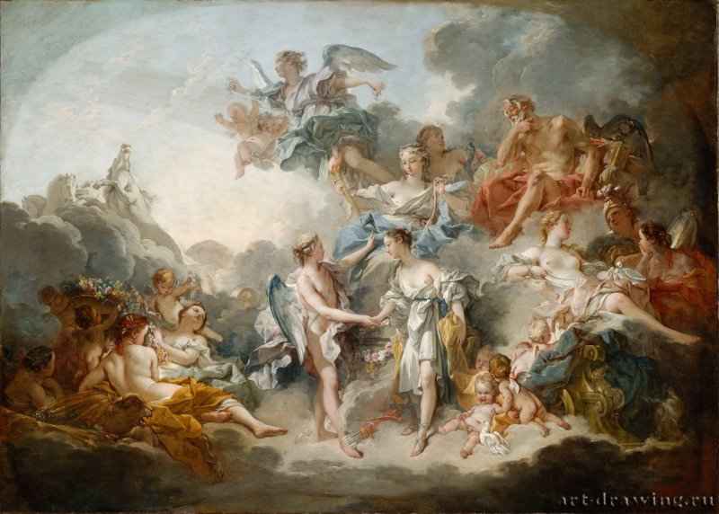 Брак Амура и Психеи, 1744.  - Холст, масло. 93 х 130. Рококо. Франция. Париж, Лувр.
