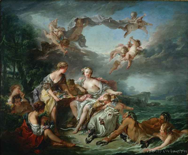Похищение Европы, 1747 - Холст, масло.  Рококо. Франция. Париж, Лувр.