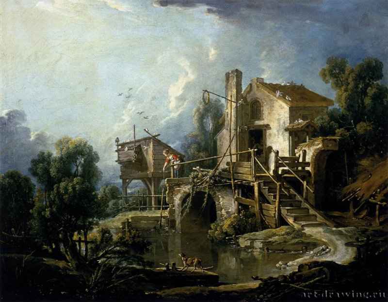  Мельница в Шарентоне, 1750. - Холст, масло. 72 х 92. Рококо. Франция. Орлеан, Музей изящ.искусств.