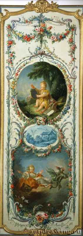 Аллегория Комедии и Трагедии, 1750-1752 г. - Холст, масло; 217 х 77 см. Рококо. Франция. Нью-Йорк, Коллекция Фрик.