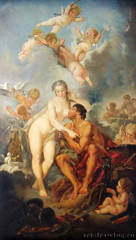 Венера и Вулкан, 1754 г. - Холст, масло; 71,5 x 164,5 см. Рококо. Франция. Лондон, Собрание Уоллеса.