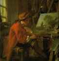 Художник в мастерской, автопортрет, 1720. - Холст, масло. Рококо. Франция. Париж. Лувр.