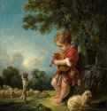 Пастушок, играющий на волынке, 1754 г. - Холст, масло; 55 х 50 см. Рококо. Франция. Бостон, Музей изящных искусств.