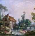 Пейзаж с водяной мельницей, 1755 г. - Холст, масло; 36 х 28 см. Рококо. Франция. Лондон, Нац. галерея.
