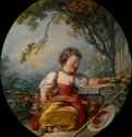 Маленькая путешественница, 1755-1760 г. - Холст, масло; 83 х 75 см. Рококо. Франция. Индианаполис, Музей искусств.