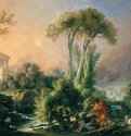 Пейзаж с античным храмом, 1762 г. - Холст, масло; 58.5 х 72 см. Рококо. Франция. Мадрид, Музей Тиссен-Борнемис.