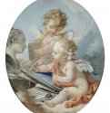  Аллегория живописи (приписывается Буше), 18 век. - Холст, масло; 40 × 32.7 см. Рококо. Франция. Нью-Йорк, Коллекция Фрик.
