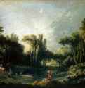 Пейзаж с прудом, 1746. - Холст, масло. 51 x 65. Рококо. Франция. С-Петербург, Эрмитаж.