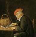 Мужчина потрошит рыбу. 1660-1665 - Масло, дерево 21 x 19 Частное собрание