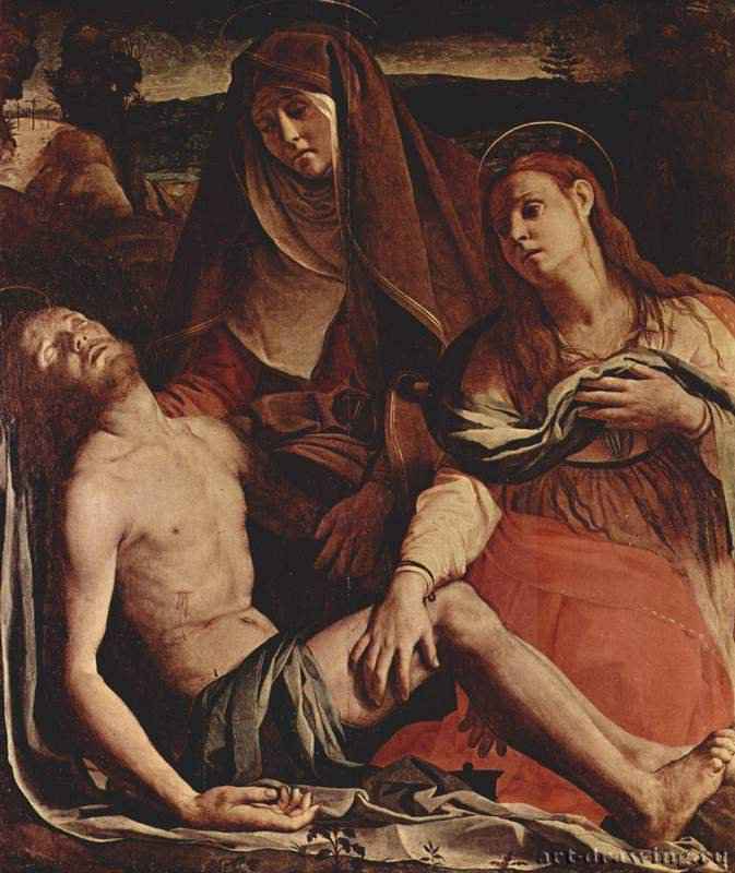 Пьета или Оплакивание, Умерший Христос, Мария и Мария Магдалина - 1528-1530 *115 x 100 смДерево, маслоМаньеризмИталияФлоренция. Галерея Уффици