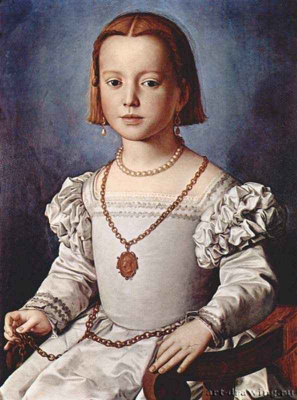 Портрет Биа Медичи, дочери Козимо I - 154259 x 45 смДерево, темпераМаньеризмИталияФлоренция. Галерея Уффици