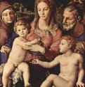 Святое семейство со св. Анной и Иоанном Крестителем - 1550124,5 x 99,5 смДерево, маслоМаньеризмИталияВена. Художественно-исторический музей