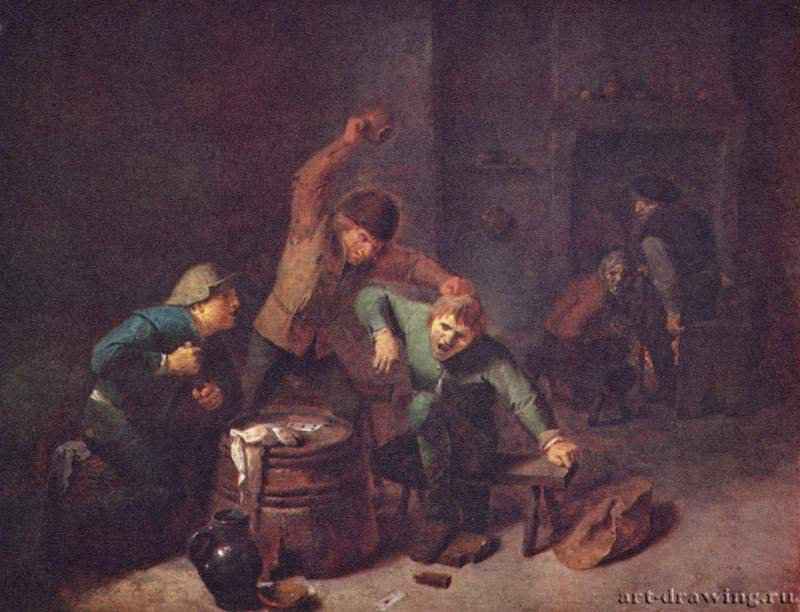 Драка крестьян за карточной игрой - 1630-1640 *26,5 x 34,5 смДерево, маслоБароккоНидерланды (Фландрия)Дрезден. Картинная галерея
