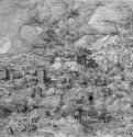 Пейзаж с укрепленным городом. 1553 - 237 х 335 мм. Перо коричневым тоном, на белой бумаге. Лондон. Британский музей, Отдел гравюры и рисунка. Нидерланды.