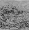 Альпийский пейзаж с мулами. 1555 - 294 х 425 мм. Перо коричневым тоном, на белой бумаге. Лондон. Собрание Сейлерн. Нидерланды.