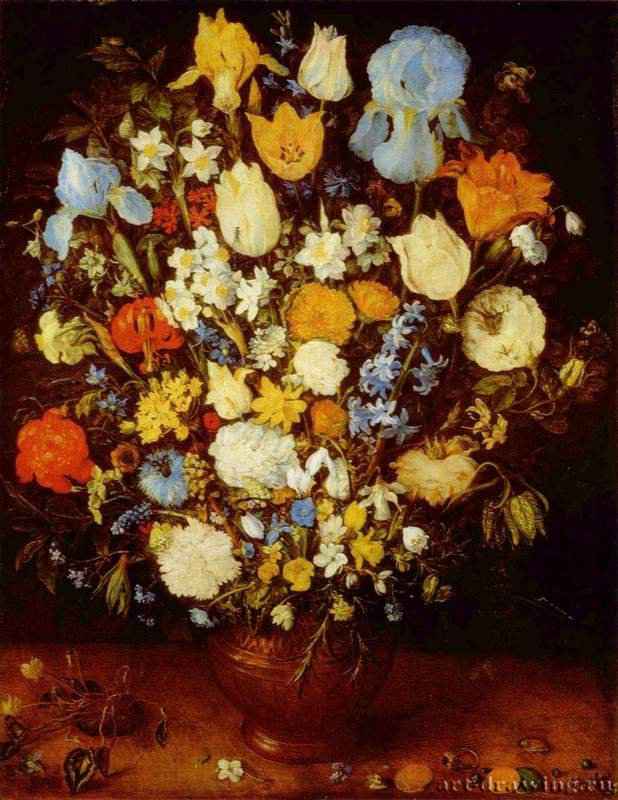 Маленький букет цветов в глиняном сосуде - 159951 x 40 смДерево, маслоБароккоНидерланды (Фландрия)Вена. Художественно-исторический музей