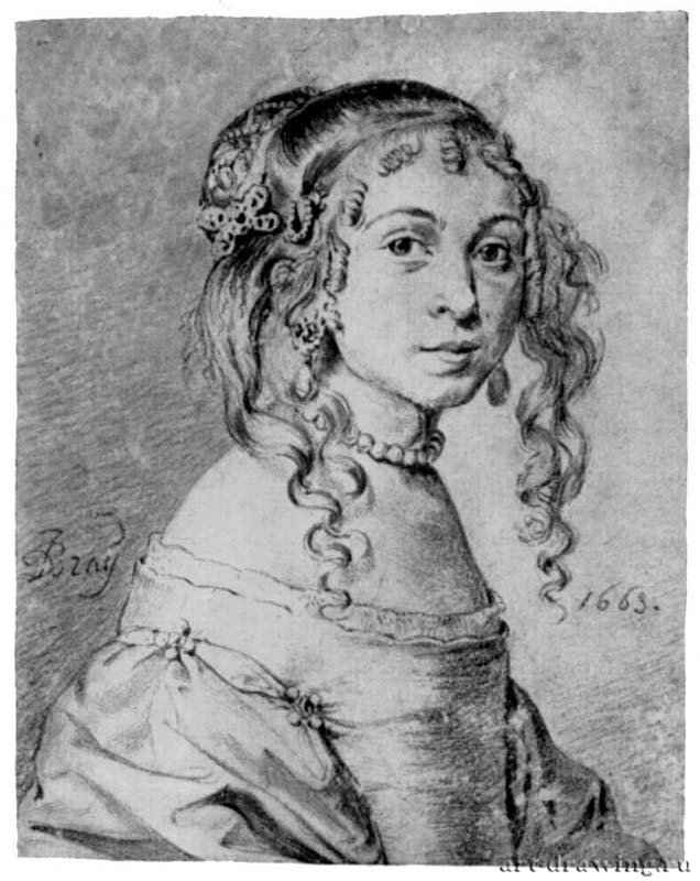Портрет девушки. 1663 - Черный мел на бумаге 119 x 95 мм Риксмузеум Амстердам