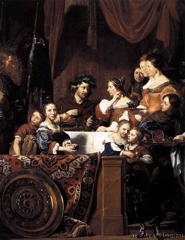 Семейство де Брай (Пир Антония и Клеопатры). 1669 - Холст, масло 230 x 180 Галерея Куррьер Манчестер (Нью-Хэмпшир)
