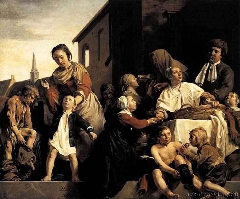 Забота о детях-сиротах. 1675 - 134,5 x 154 см Холст, масло Барокко Нидерланды (Голландия) Харлем. Музей Франса Халса