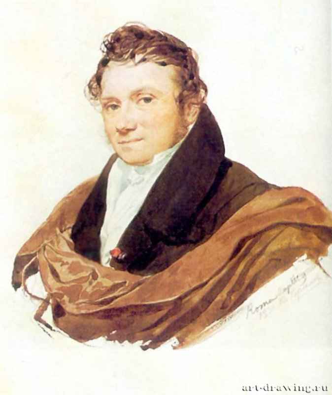Портрет неизвестного, 1830 г. - Акварель, графитный карандаш.