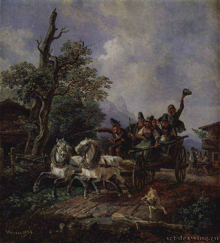 Пейзаж с крестьянской телегой - 183426,5 x 24 смДерево, маслоРомантизмГерманияСанкт-Петербург. Государственный Эрмитаж