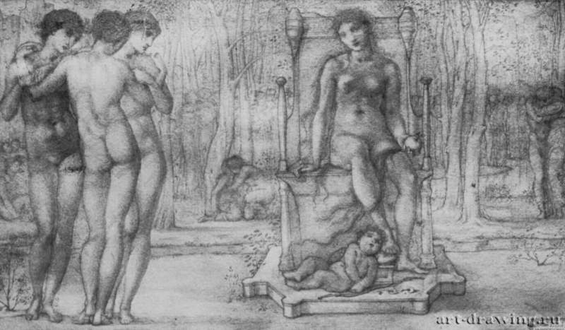Венера - покровительница взаимной любви, 1871 г. - Карандаш на бумаге; 303 х 484 мм. Манчестер. Манчестерский университет, Уитвортская художественная галерея.