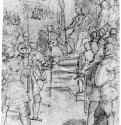 Козимо I Медичи собирает войска. 1589 - 220 х 170 мм Перо и отмывка коричневым тоном, на коричневатой бумаге Лилль Дворец изящных искусств, Кабинет рисунков Италия